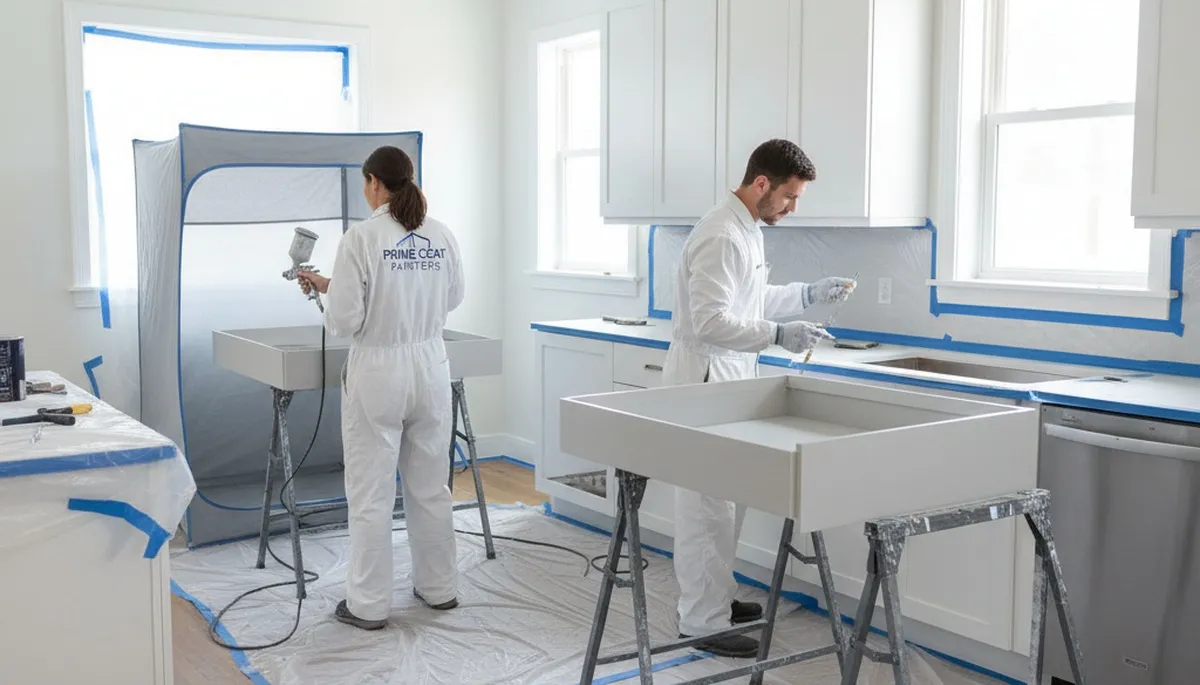 Professional kitchen cabinet painting in Naperville, IL by expert local house painters