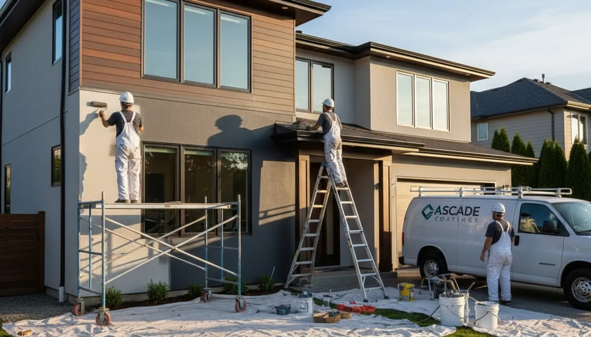 Professional exterior house painters in Naperville IL applying weather-resistant paint finish