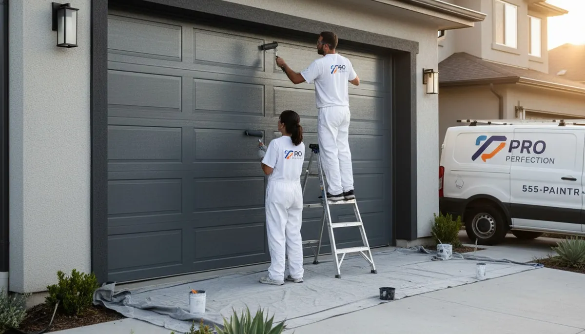 Professional garage door painting in Naperville IL enhancing curb appeal with durable finishes
