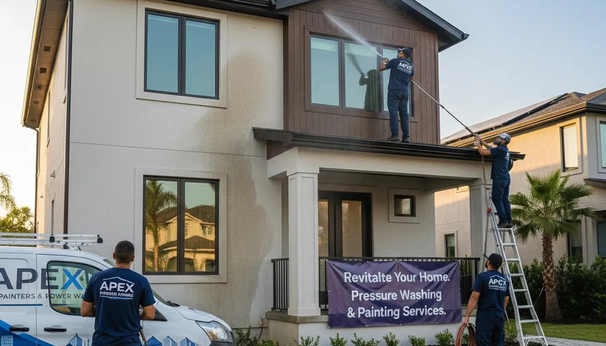 Professional pressure cleaning and house washing in Naperville, IL removing dirt, mold, and grime