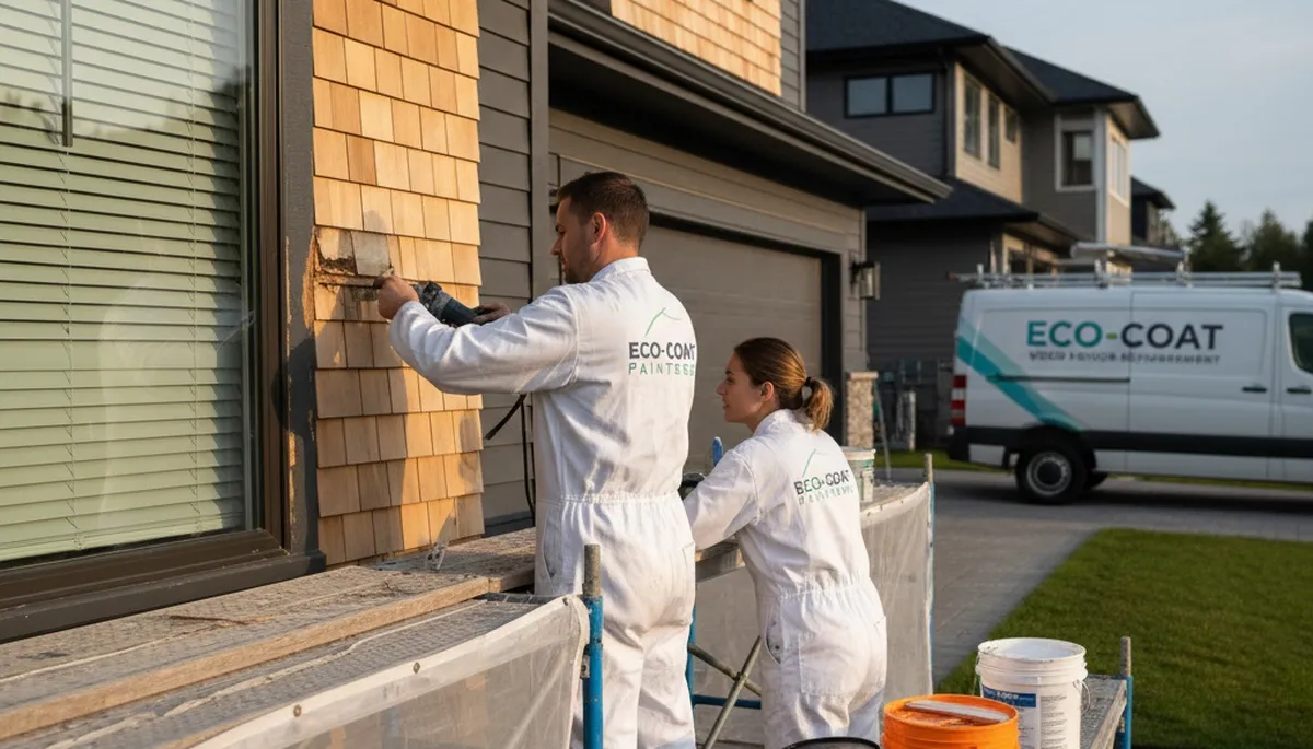 Professional wood rot repair on home siding by expert painters in Naperville, IL
